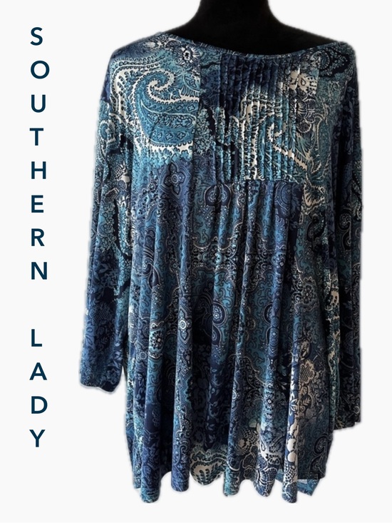 Southern Lady Tops - Southern Lady - Long Sleeve paisley Blouse